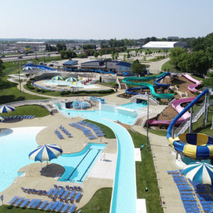 Overhead drone photo of Aquaport aquatic complex